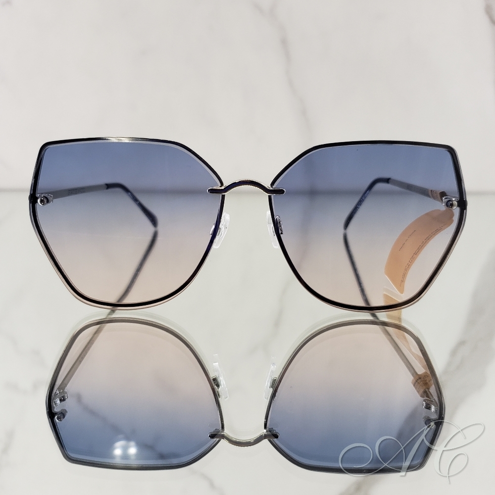 Frye & Co Sunglasses 50mm Gold Blue Ombre Geometric Frame Vacation Outdoor Boho